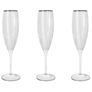 Набор бокалов для шампанского Same "Пиза серебро", 6шт, хрусталь, 150мл