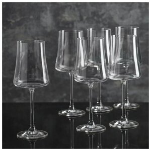 Набор бокалов для вина "Экстра", 360 мл, 6 шт, стеклянные фужеры для алкогольных напитков
