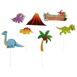 Набор для украшения торта «С днём рождения. Динозавры», 7 шт.