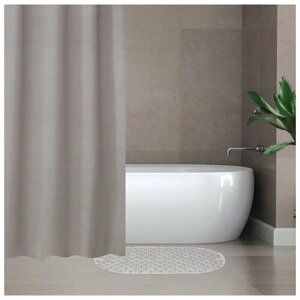 Набор для ванной SAVANNA «Селест»штора 180180 см, ковёр 3869 см, цвет серый