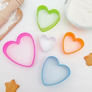 Набор форм для печенья Доляна «Сердце», 5 предметов, 1093,5 см, цвет микс