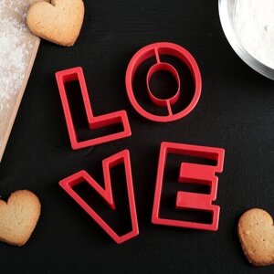 Набор форм для вырезания печенья Доляна «Любовь», 4 шт, 12,510,52 см, цвет красный