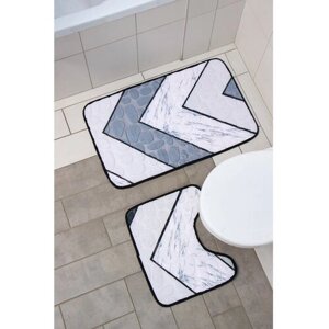 Набор ковриков для ванной и туалета Доляна «Галька геометрическая», 2 шт, 4050 см, 5080 см, цвет микс