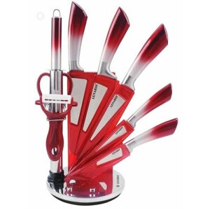 Набор кухонных ножей на подставке Lenardi, нержавеющая сталь, 9 предметов
