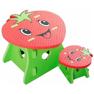 Набор разборной мебели из полиуритана клубничка стол, стул MENGLEBAO HK-Z00_GREEN_RED Зелёный/Красный