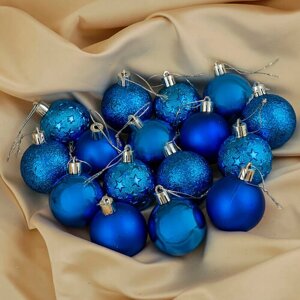 Набор шаров пластик d-5 см, 16 шт "Звёздная ночь" синий (комплект из 4 шт)