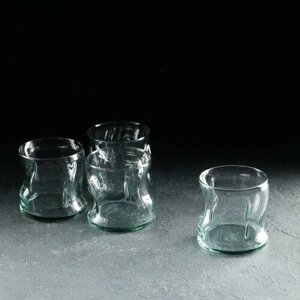 Набор стеклянных стаканов «Аморф», 4 шт, 340 мл, зеленый