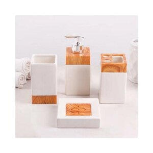 Наборы аксессуаров для ванной комнаты Natural Quatro, 4 предмета (дозатор 380 мл мыльница, 2 стакана .