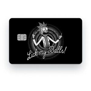 Наклейка на банковскую карту, стикер на карту, маленький чип, мемы, приколы, комиксы, стильная наклейка Рик и Морти №1