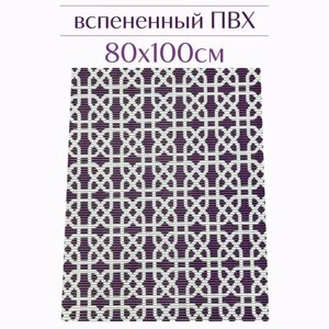 Напольный коврик для ванной из вспененного ПВХ 80x100 см, темно-фиолетовый/белый, с рисунком