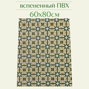 Напольный коврик для ванной из вспененного ПВХ 80x60 см, желтый/зеленый/белый, с рисунком