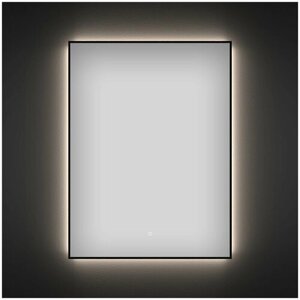 Настенное зеркало в ванную с подсветкой Wellsee 7 Rays' Spectrum 172200820 : влагостойкое прямоугольное зеркало 50х60 см с черным матовым контуром