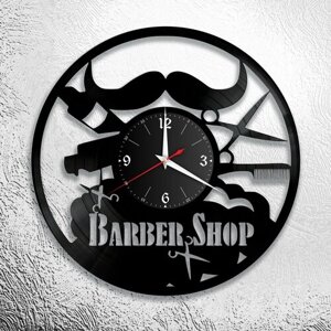Настенные часы из виниловой пластинки с тематикой барбершопа/Barbershop/Часы в подарок парикмахеру