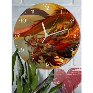 Настенные часы УФ с рисунком фэнтези дракон - 3157