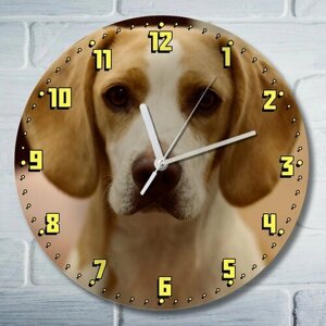 Настенные часы УФ "Животные Щенок ( Собака, цветы бигль, милота, Подарок для мамы, бабушки сестры, подруге) -9160"