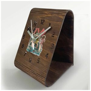 Настольные часы из дерева, цвет венге, яркий рисунок аниме унесенные призраками тихиро хаку - 181