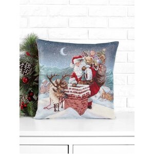 Наволочка декоративная Le Gobelin Дед мороз и лесные друзья Ночь подарков 45х45 см
