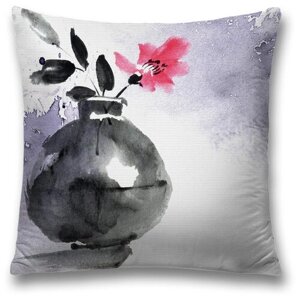Наволочка декоративная на молнии, чехол на подушку JoyArty "Акварельная орхидея" 45х45 см