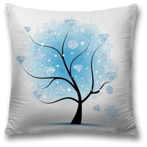 Наволочка декоративная на молнии, чехол на подушку JoyArty "Бриллиантовое дерево" 45х45 см