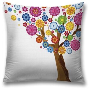 Наволочка декоративная на молнии, чехол на подушку JoyArty "Цветочное дерево" 45х45 см