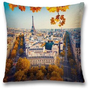 Наволочка декоративная на молнии, чехол на подушку JoyArty "Осень в Париже" 45х45 см