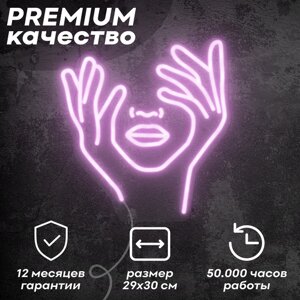 Неоновая вывеска / светильник 'Девушка'розовый, 29х30 см, неон 6 мм, диммер