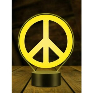 Ночник Пацифик Символ Мира, ночная лампа, 3Д светильник, хиппи