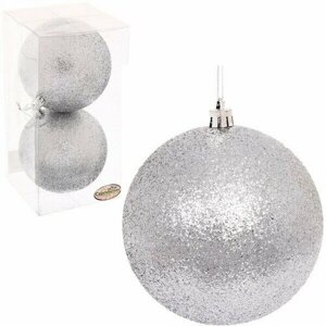 Новогодние шары 10 см (набор 2 шт) Глиттер», серебро