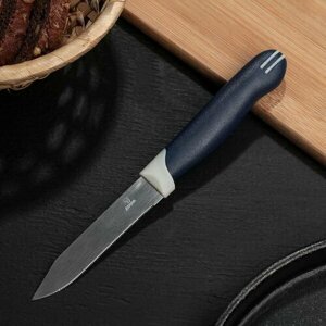 Нож для овощей кухонный "Страйп", зубчатое лезвие 7.5 см, цвет синий