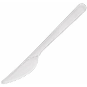 Нож одноразовый пластиковый 180 мм, прозрачный, комплект 50 шт, эталон, белый аист, 607843, 607843