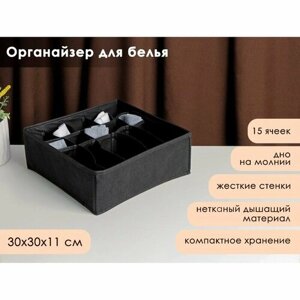 Органайзер для белья «Смарт», 15 ячеек, 303011 см, цвет черный