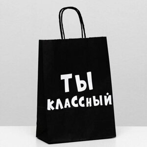 Пакет крафт Ты классный, 18 х 8 х 25 см 10 шт