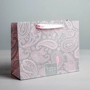 Пакет подарочный крафтовый, упаковка, "Прекрасных подарков", 22 x 17.5 x 8 см