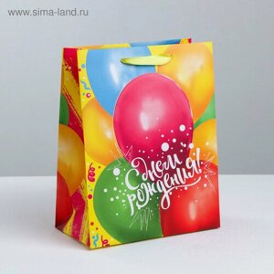 Пакет подарочный ламинированный вертикальный, упаковка, «В твой День Рождения», MS 18 х 23 х 10 см