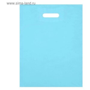 Пакет полиэтиленовый, с вырубной ручкой, голубой, 34 x 45, 33 мкм, 50 шт.