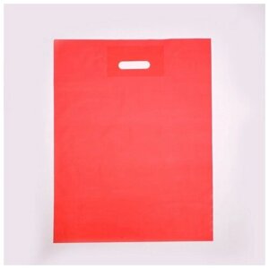 Пакет полиэтиленовый с вырубной ручкой, Красный 40-50 См, 60 мкм (50 шт)