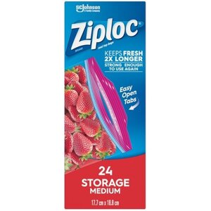 Пакеты Ziploc, 18.8 х 17.7 см, 1 л, 24 шт.