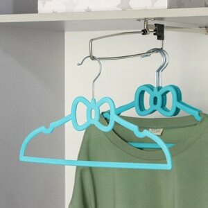 Плечики - вешалки для одежды Доляна «Бантик», 3320 см, 5 шт, цвет бирюзовый