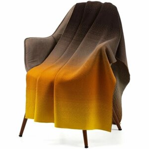 Плед Dreamshades, желтый с коричневым, 110х160 см, акрил 100%плотность 495 г/м²