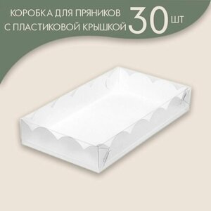 Подарочная коробка для пряников и других сладостей с прозрачной крышкой 15х22х3,5 см / 30 шт.