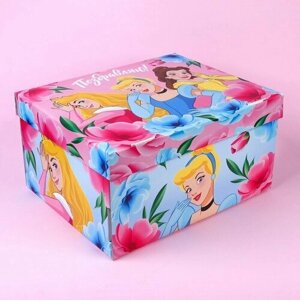 Подарочная коробка с крышкой, складная "Поздравляю" 31х25.5х16 см, Принцессы (комплект из 10 шт)
