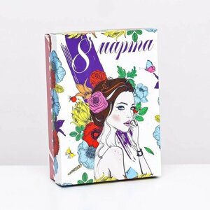 Подарочная коробка сборная Девушка в весенних цветах 21 х 15 х 5,7