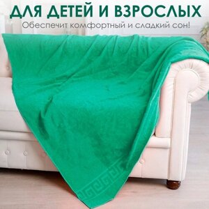 Простыня махровая двуспальная, постельное белье для спальни зеленая