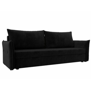 Прямой диван-кровать Лига-004, Велюр Черный