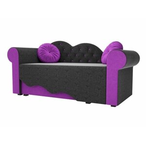 Прямой диван Тедди 2 Черно-Фиолетовый Микровельвет Левый, механизм Выкатной
