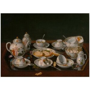 Репродукция на холсте Натюрморт: чайный сервиз Жан-Этьен Лиотар 56см. x 40см.