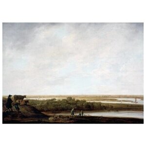Репродукция на холсте Панорамный пейзаж с пастухами №1 Кейп Альберт 70см. x 50см.