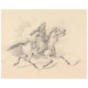 Репродукция на холсте Верховая езда дамасской кавалерист Олкен Генри 50см. x 40см.