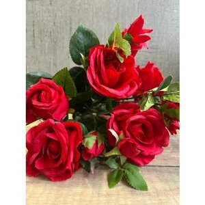Розы искусственные для декора, букет роз Латина, красный, 34 см