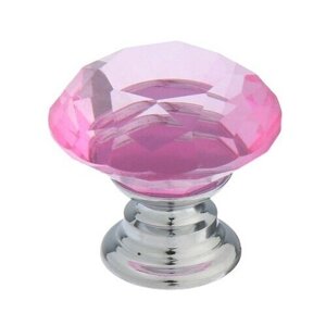 Ручка кнопка CAPPIO, цвет розовый "Алмаз", стеклянная, d:25 мм. В упаковке шт: 1